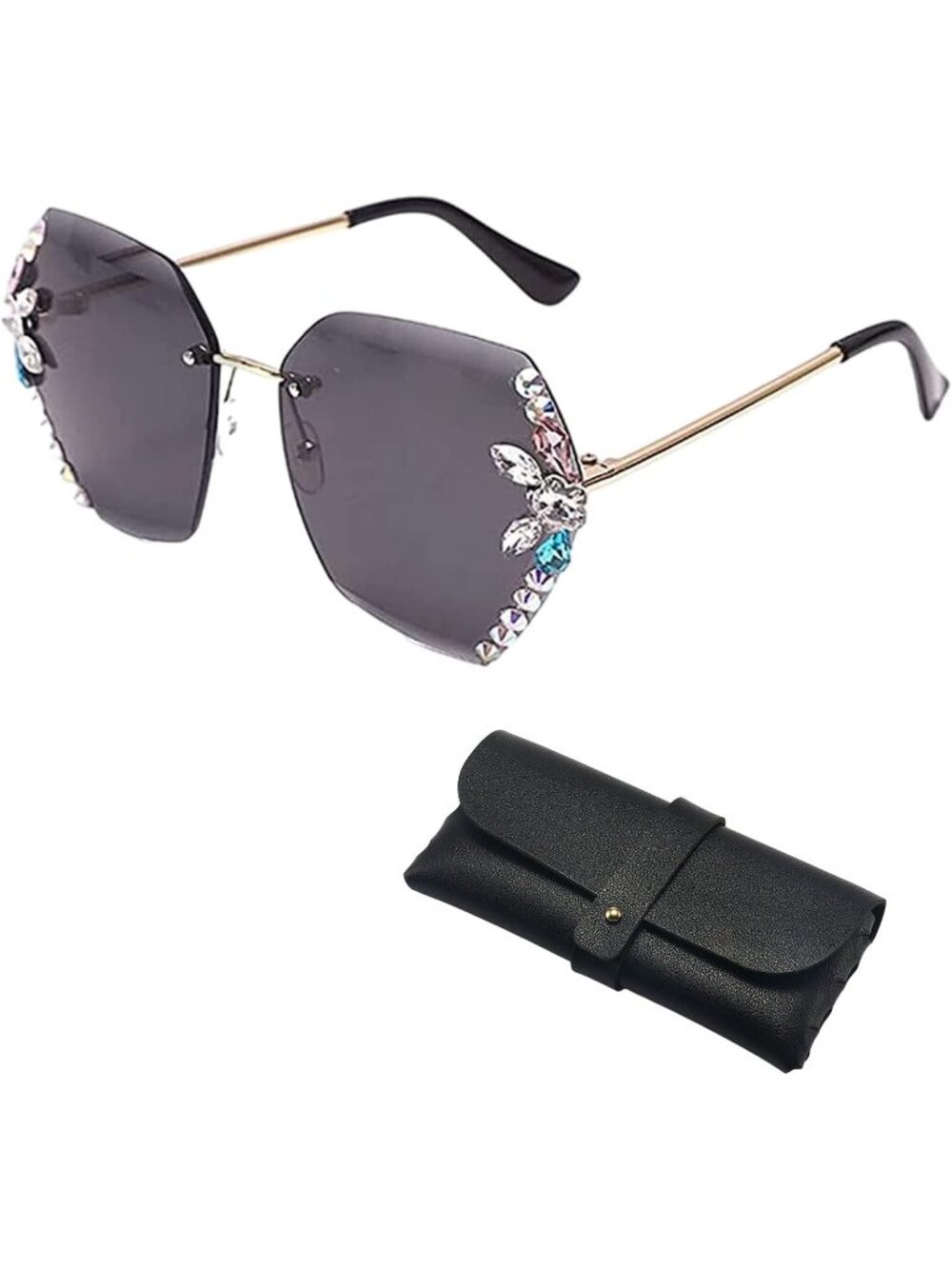 Women's Sunglasses for Beach Summer with Eyeglass Case Sun Glasses E - Grey